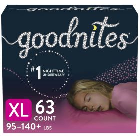 Goodnites Girls' Nighttime Bedwetting Underwear Size XL, 63 Count