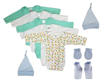 Baby Boy 9 Pc Layette Sets (Color: White/Blue, size: medium)