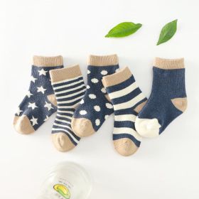 Cotton tube child socks (Option: Navy blue-S)