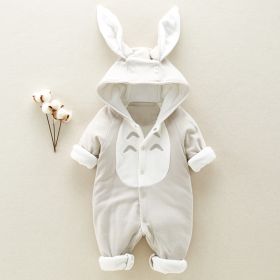 The new cotton padded cotton baby romper thickened chinchilla hooded cotton baby Onesies newborn go climbing clothes (Option: Gray-66cm)