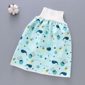 Cotton and bamboo fiber Baby diaper skirt (Option: Blue skirt-L)