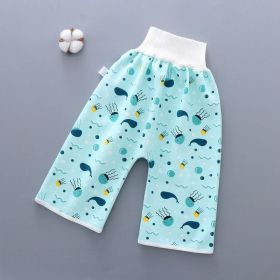 Cotton and bamboo fiber Baby diaper skirt (Option: Blue pant-M)