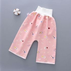 Cotton and bamboo fiber Baby diaper skirt (Option: Pink pant-L)