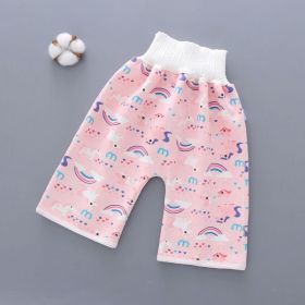 Cotton and bamboo fiber Baby diaper skirt (Option: Rainbow pant-L)