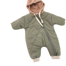 Baby Padded Quilted Kumpsuit Outing Clothes (Option: Army Green-73cm)