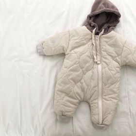 Baby Padded Quilted Kumpsuit Outing Clothes (Option: Beige-80cm)