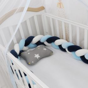 Baby Bumper Bed Braid Knot Pillow Cushion Bumper for Infant cuna Bebe lit Crib Protector Cot Bumper Room Decor (Option: Navy blue white blue-1M)