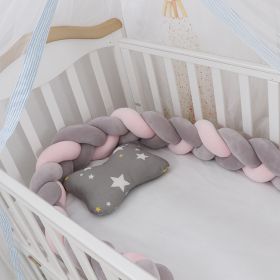 Baby Bumper Bed Braid Knot Pillow Cushion Bumper for Infant cuna Bebe lit Crib Protector Cot Bumper Room Decor (Option: Gray pink-2M)