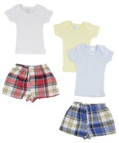 Infant Boys T-Shirts and Boxer Shorts (Color: White/Blue, size: medium)