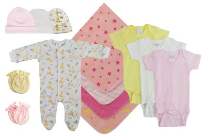 Baby Girls 13 Pc Layette Sets (Color: White/Pink, size: medium)