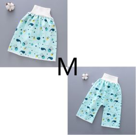 Cotton and bamboo fiber Baby diaper skirt (Option: Blue Suit-M)