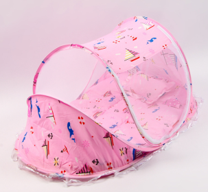 Foldable  Baby Bed Net With Pillow Net 2pieces Set (Option: Pink Boat)