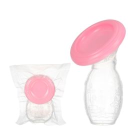 100ml Silicone Manual Control Breast Pump Breast Milk Collector Fixer Neonatal Nursing Pump Baby Breastfeeding Bottle (Color: pink)