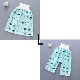 Cotton and bamboo fiber Baby diaper skirt (Option: Blue Suit-L)