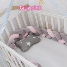 Baby Bumper Bed Braid Knot Pillow Cushion Bumper for Infant cuna Bebe lit Crib Protector Cot Bumper Room Decor (Option: Ash powder-4M)